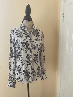 WHBM Silk Blouse black and white